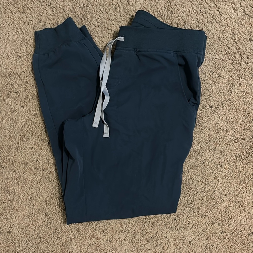 Figs Blue Joggers with Drawstring Waistband and Ribbed Cuffs